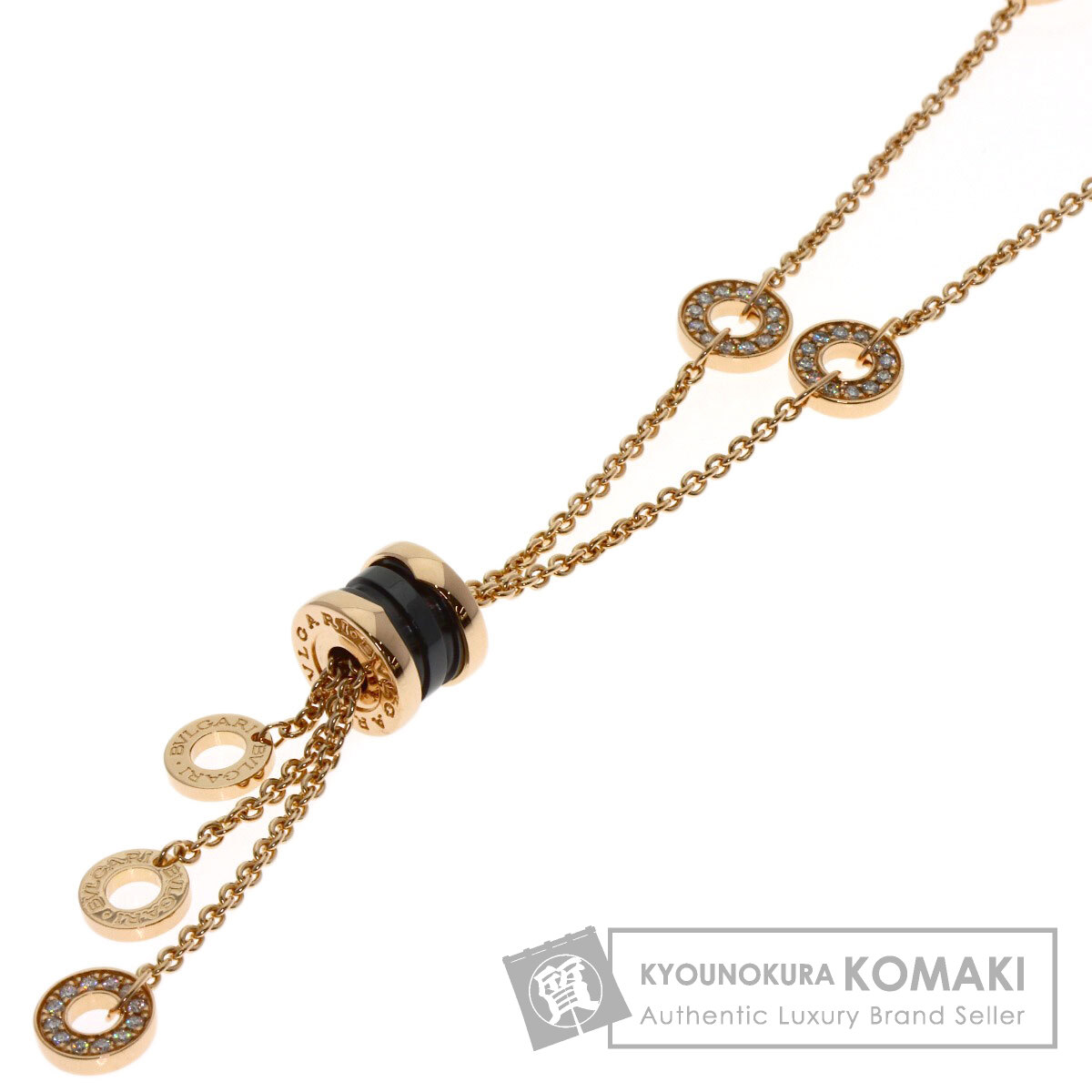 ブルガリ B-zero1 ビーゼロワンエレメント ダイヤモンド ネックレス K18ピンクゴールド レディース 【中古】【BVLGARI】