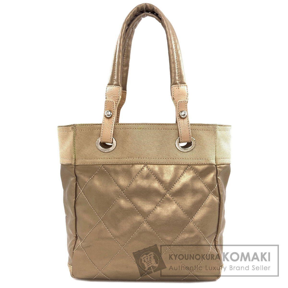 シャネル パリビアリッツPM しろがね色金具 トートバッグ 帆布/なめし革 レディース 【中古】【CHANEL】