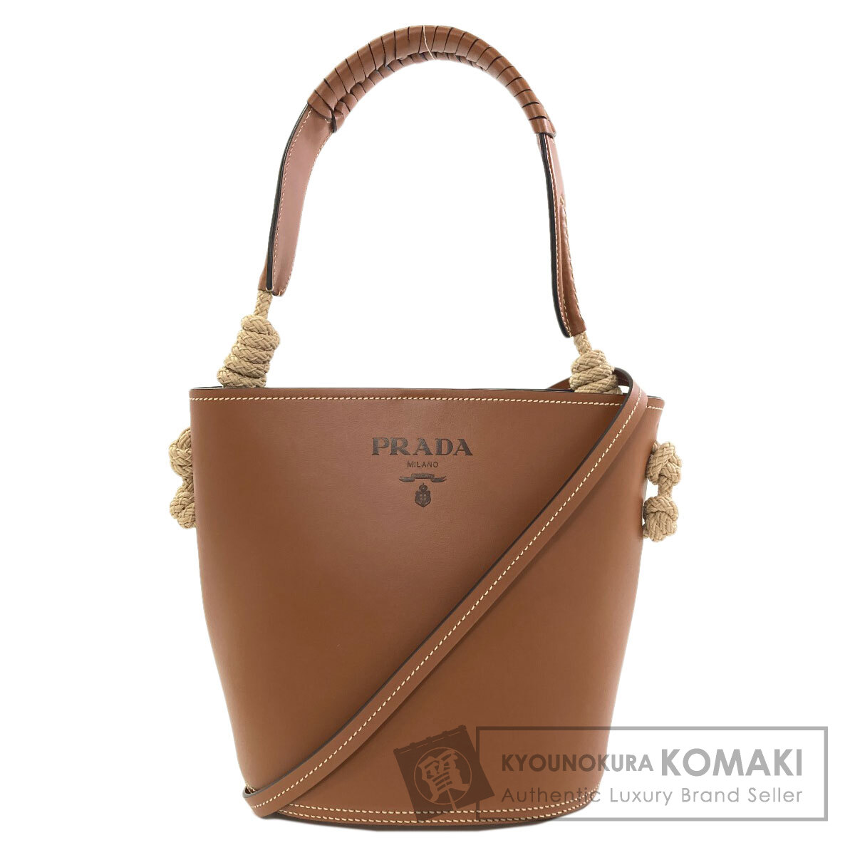 プラダ 1BE050 タンブール 井戸釣瓶 ショルダーバッグ 子ウシ レディース 【中古】【PRADA】