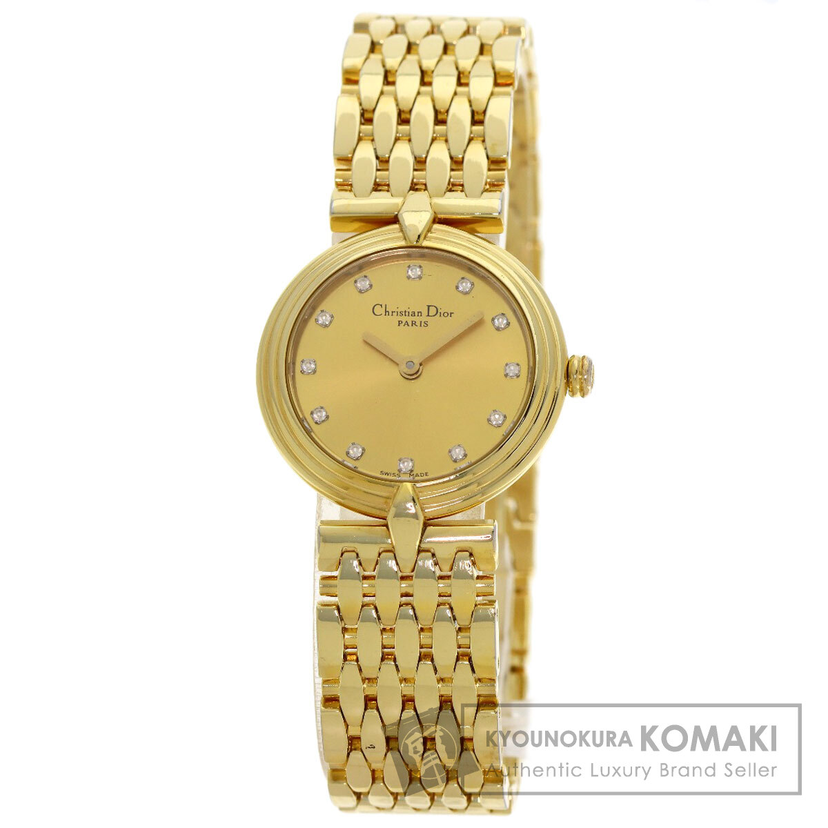 クリスチャンディオール D68-150 ラウンドフェイス 腕時計 GP/GP レディース 【中古】【CHRISTIAN DIOR】