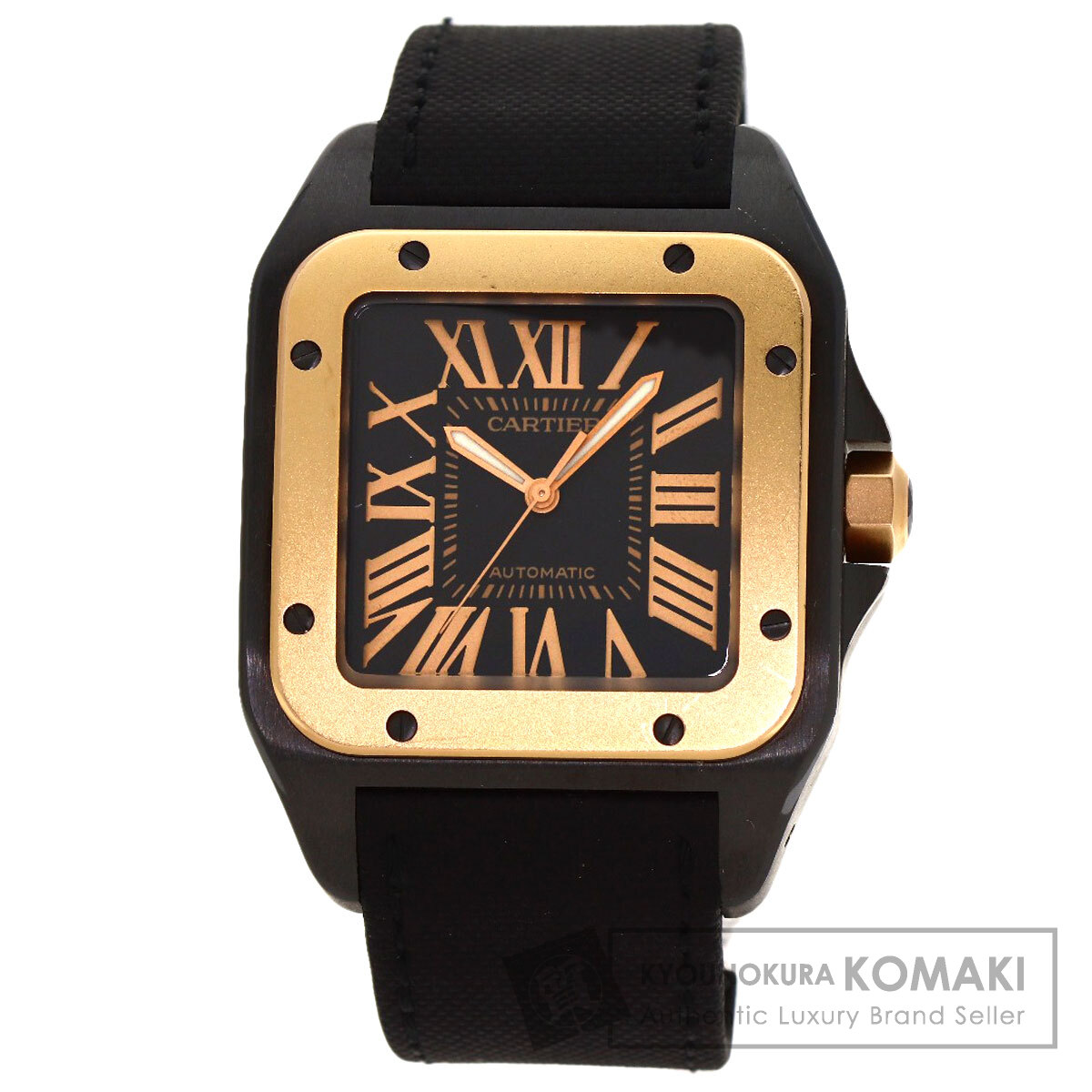 カルティエ W2020009 サントス 100LM 腕時計 ステンレススチール/ファブリックx革 メンズ 【中古】【CARTIER】