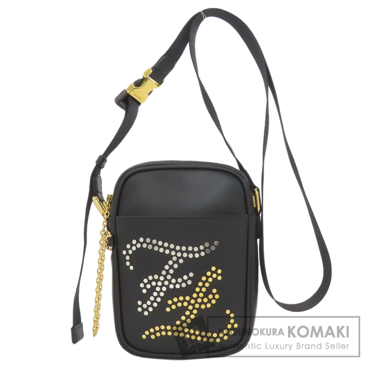 フェンディ カリグラフィ スタッズ ショルダーバッグ なめし革 レディース 【中古】【FENDI】