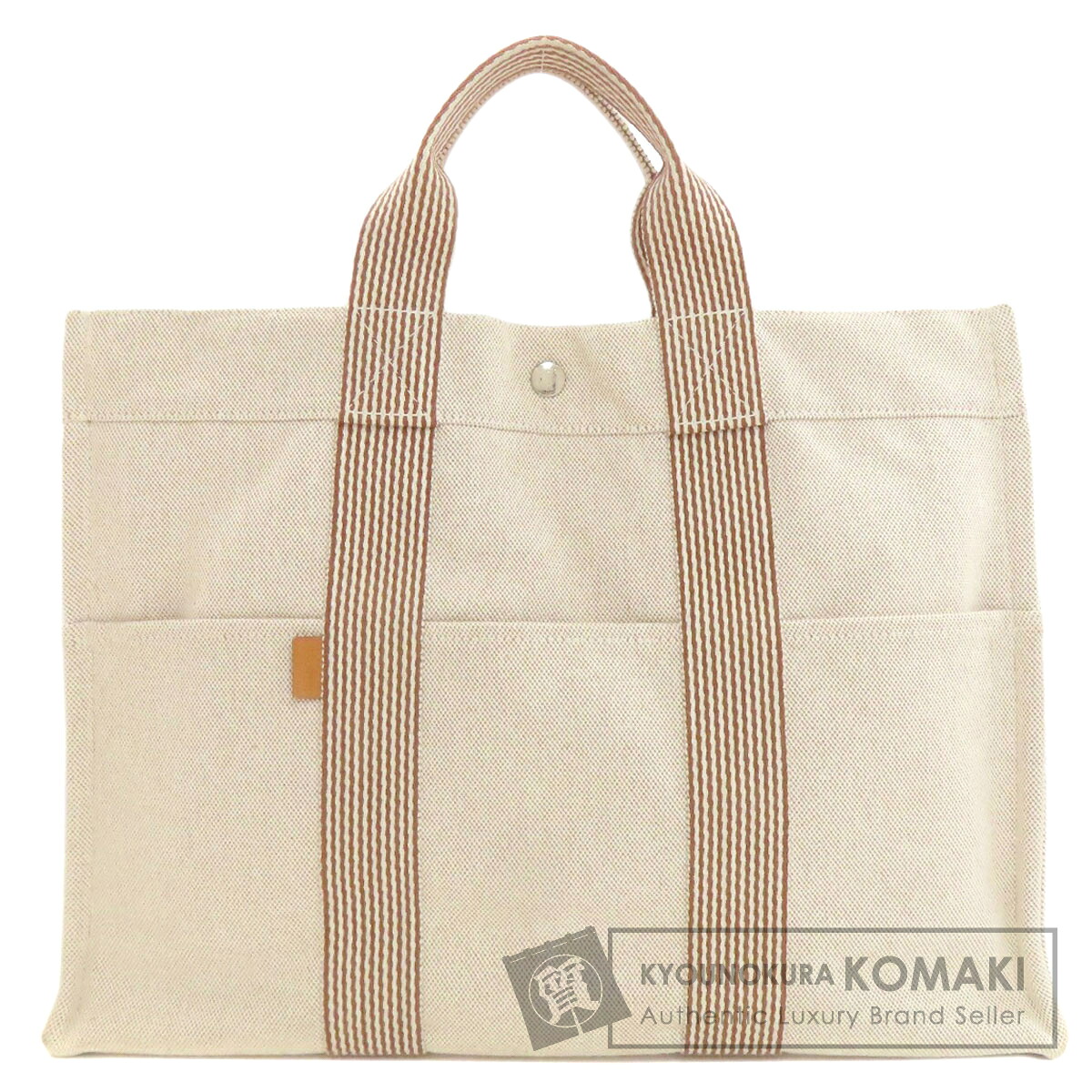 エルメス ニューフールトゥMM ハンドバッグ キャンバス レディース 【中古】【HERMES】