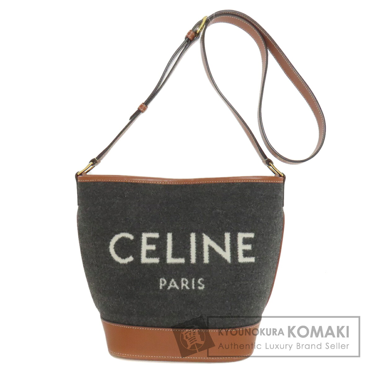 【サマーセール Specialcoupon対象商品 7/24～7/29 】セリーヌ バケット ロングショルダー ショルダーバッグ フェルト/カーフ レディース 【中古】【CELINE】｜ブランド京の蔵小牧【最安挑戦！】
