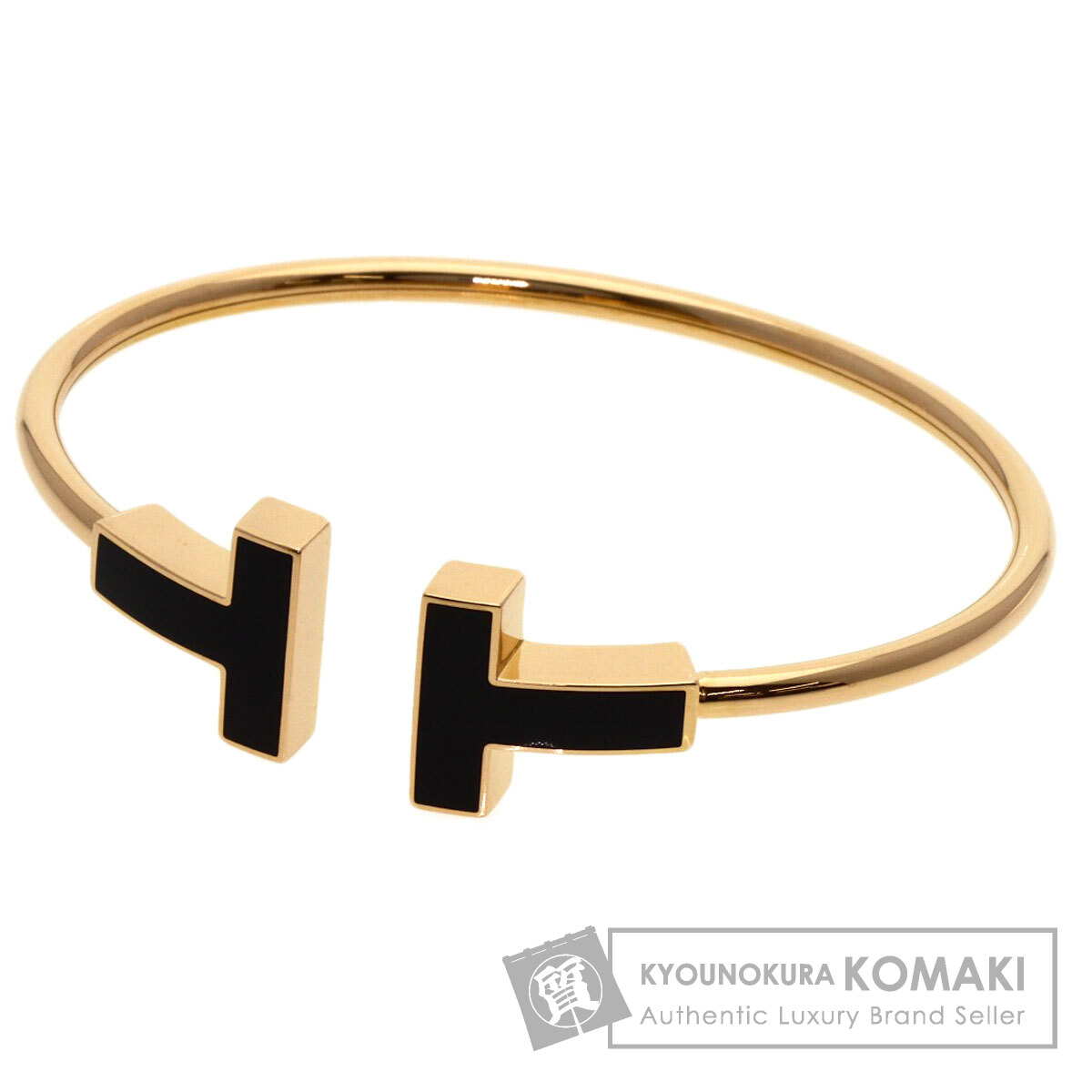ティファニー T ワイヤー ワイド オニキス XL ブレスレット K18ピンクゴールド レディース 【中古】【TIFFANY&Co.】