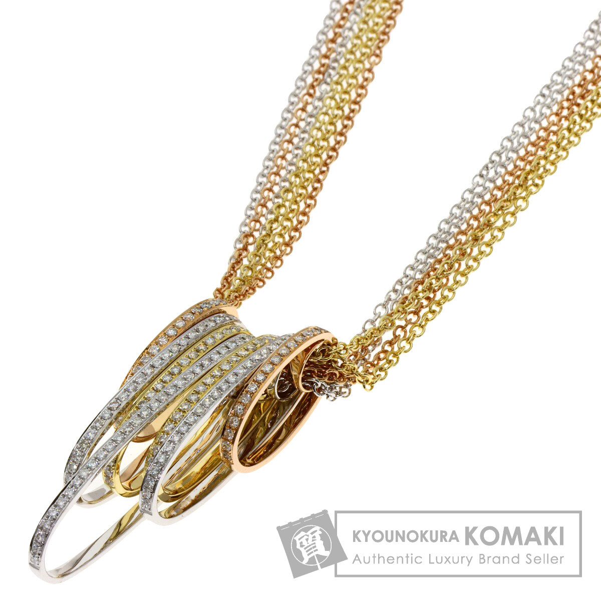 1.3ct スリーカラー ダイヤモンド ネックレス K18イエローゴールド/K18PG/K18WG 38.2g レディース 【中古】