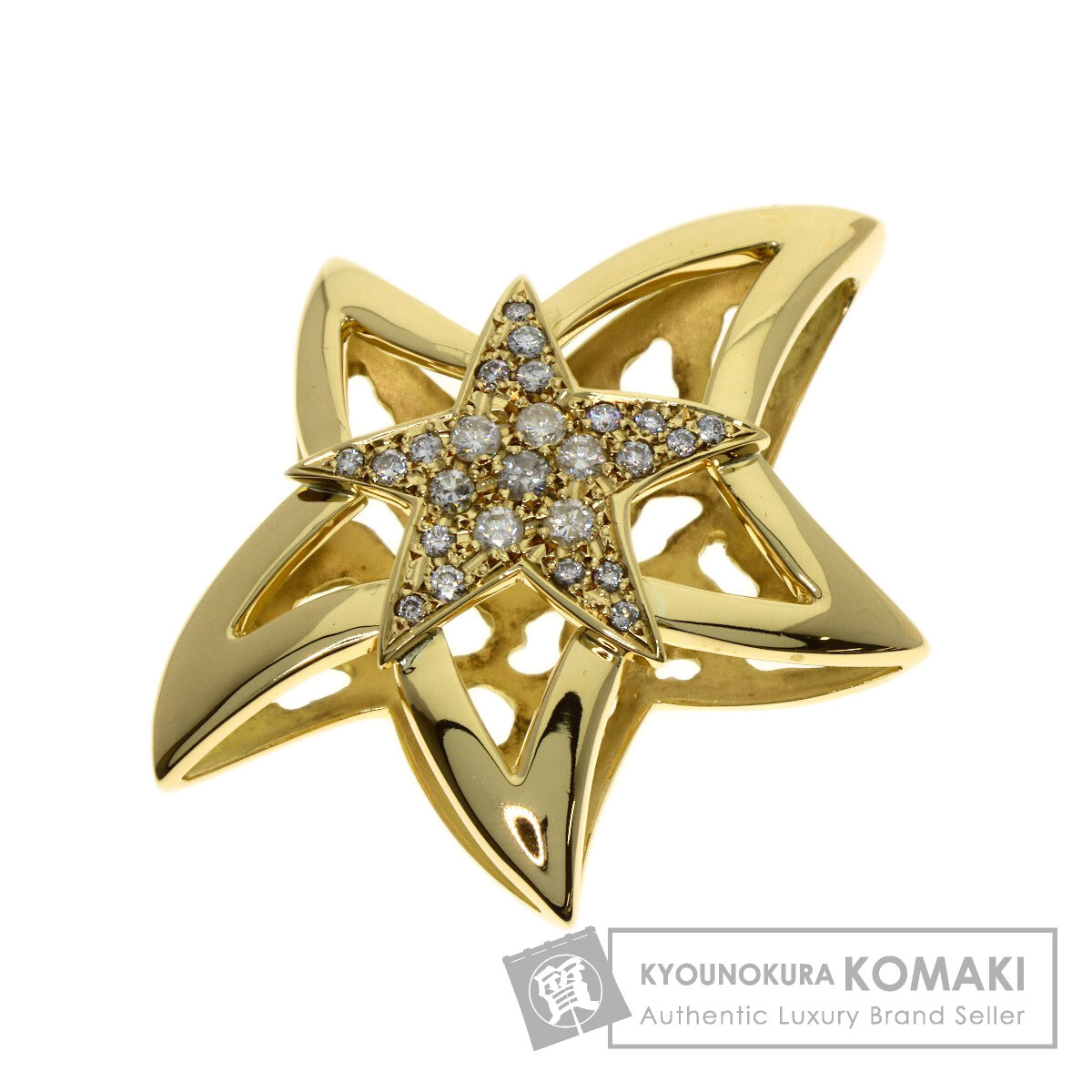 0.62ct スターモチーフ ダイヤモンド ペンダントトップ K18イエローゴールド 11.8g レディース 【中古】