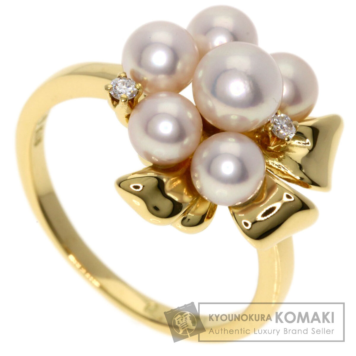 タサキ パール 真珠 ダイヤモンド リング・指輪 K18イエローゴールド レディース 【中古】【TASAKI】