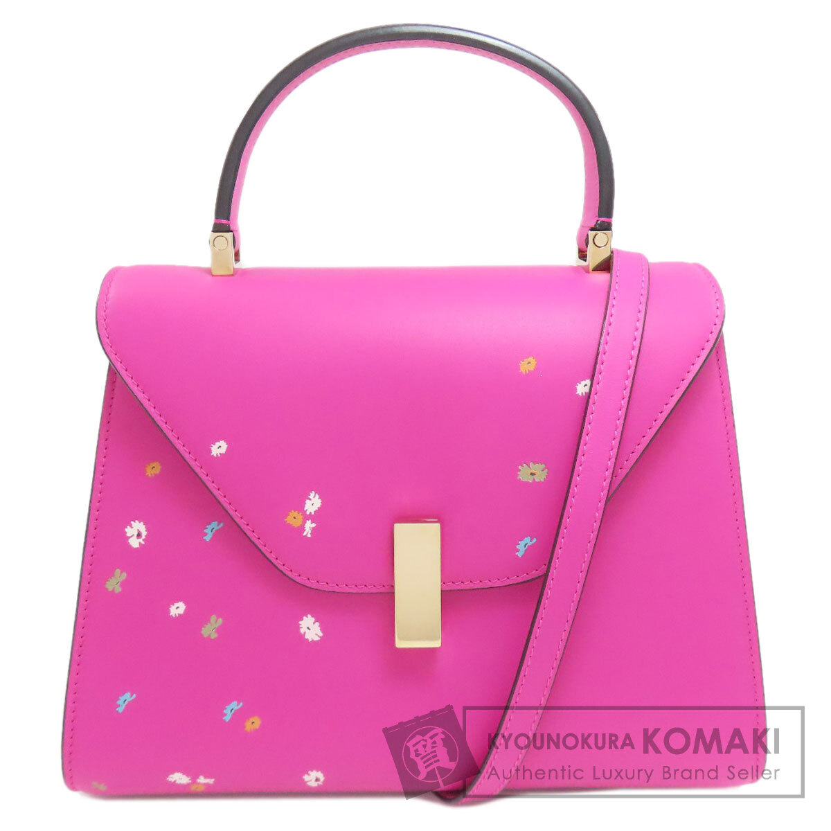ヴァレクストラ イジィデ 御花 2WAY ハンドバック 子ウシ レディース 【中古】【Valextra】