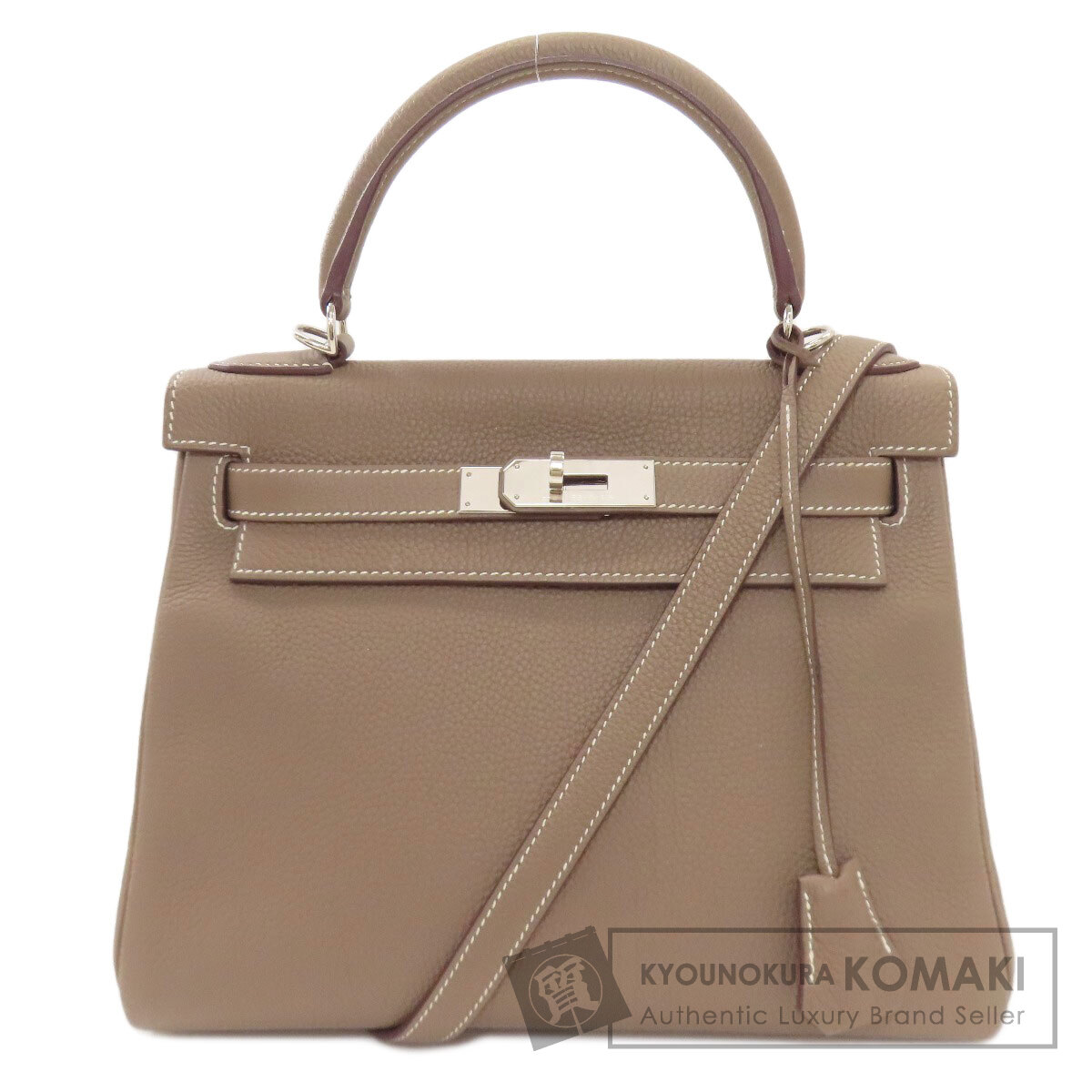 エルメス ケリー28 内縫い エトープ シルバー金具 ハンドバッグ トゴ レディース 【中古】【HERMES】