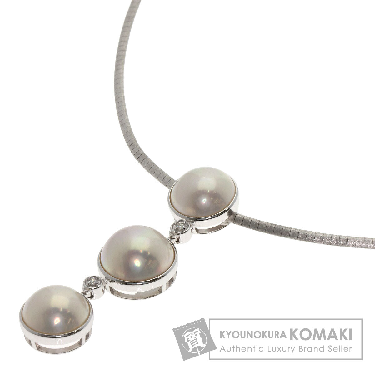 タサキ パール 真珠 ダイヤモンド ネックレス K18ホワイトゴールド レディース 【中古】【TASAKI】｜ブランド京の蔵小牧【最安挑戦！】 193,465円