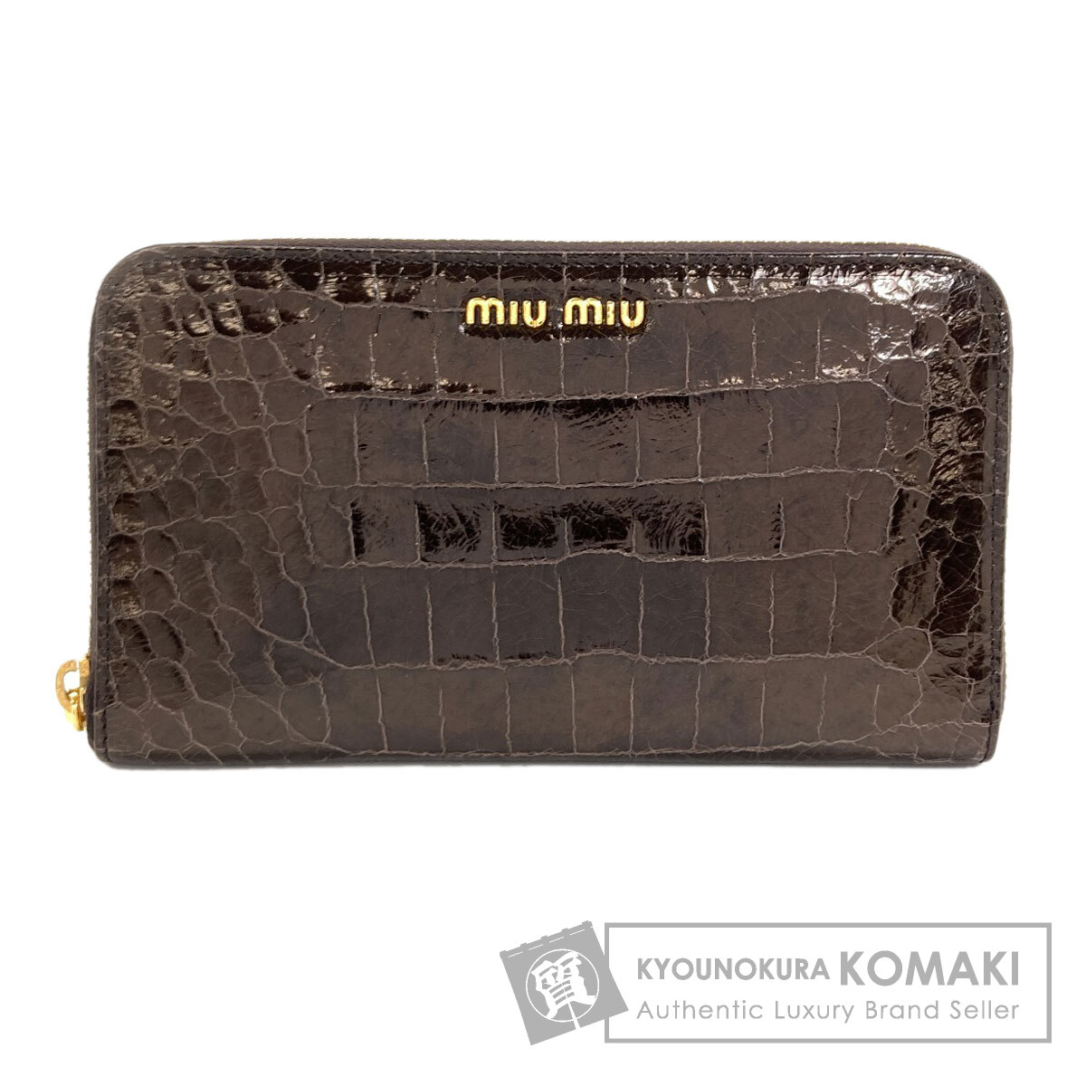 ミュウミュウ 型押し 長財布（小銭入れあり） レザー レディース 【中古】【MIUMIU】