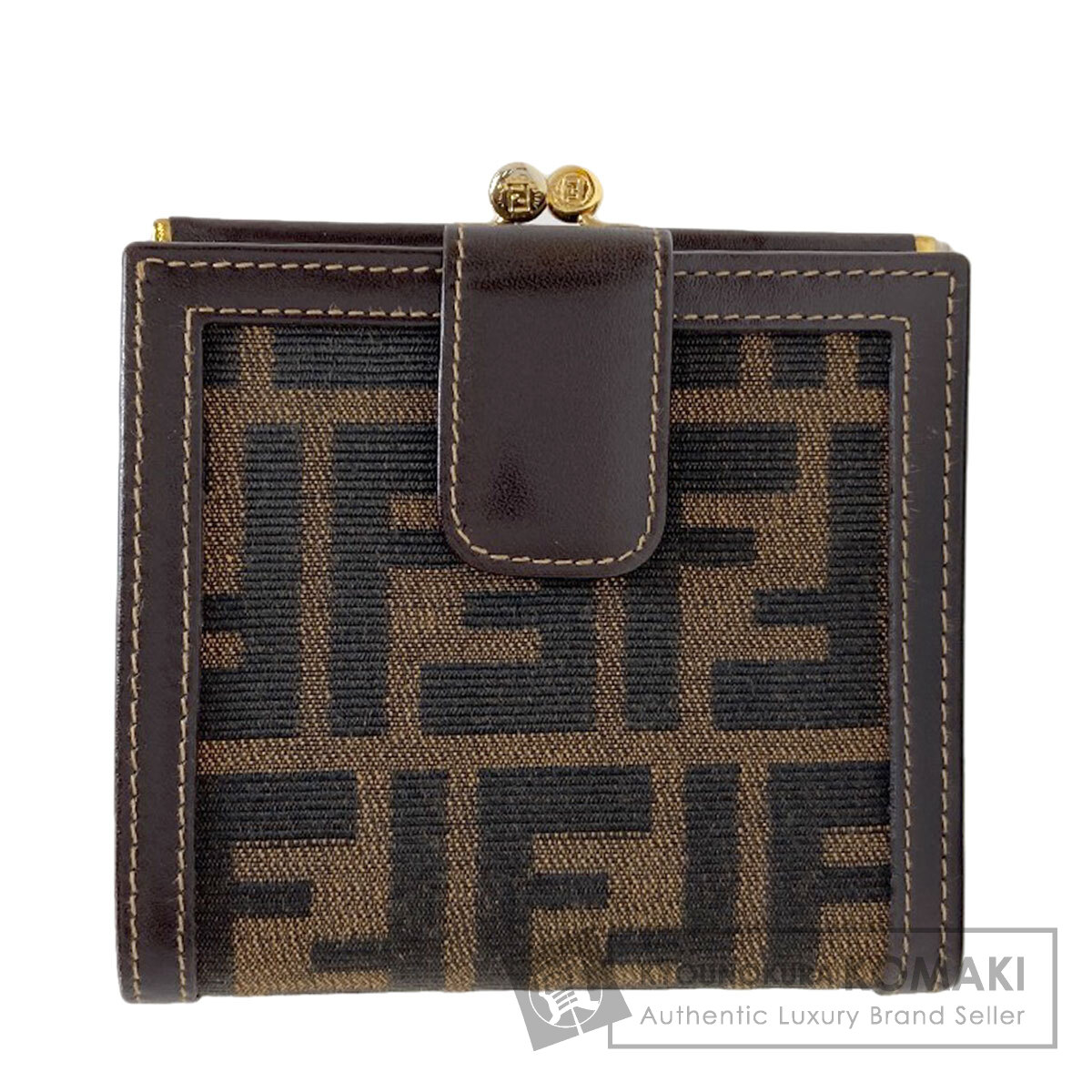 フェンディ ズッカ柄 二つ折り財布(小銭入れあり) キャンバス/レザー レディース 【中古】【FENDI】