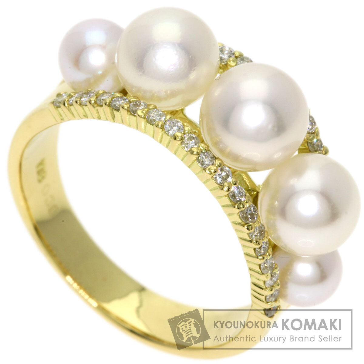 0.38ct パール 真珠 ダイヤモンド リング・指輪 K18イエローゴールド 7.8g レディース 【中古】