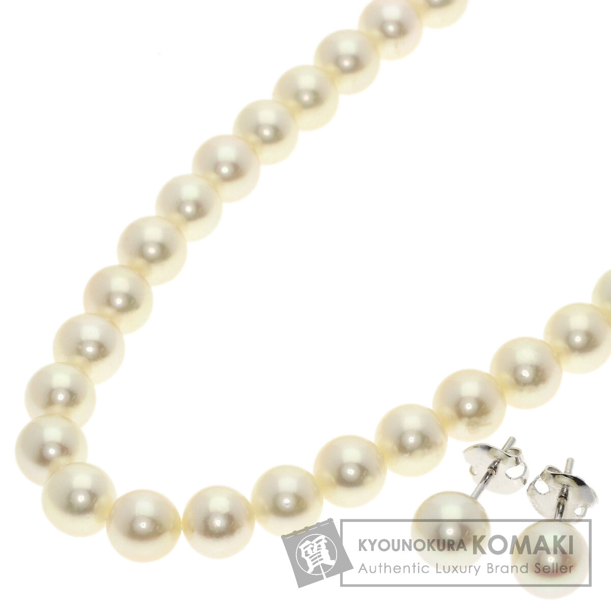 タサキ アコヤパール 真珠 ピアスセット ネックレス シルバー レディース 【中古】【TASAKI】