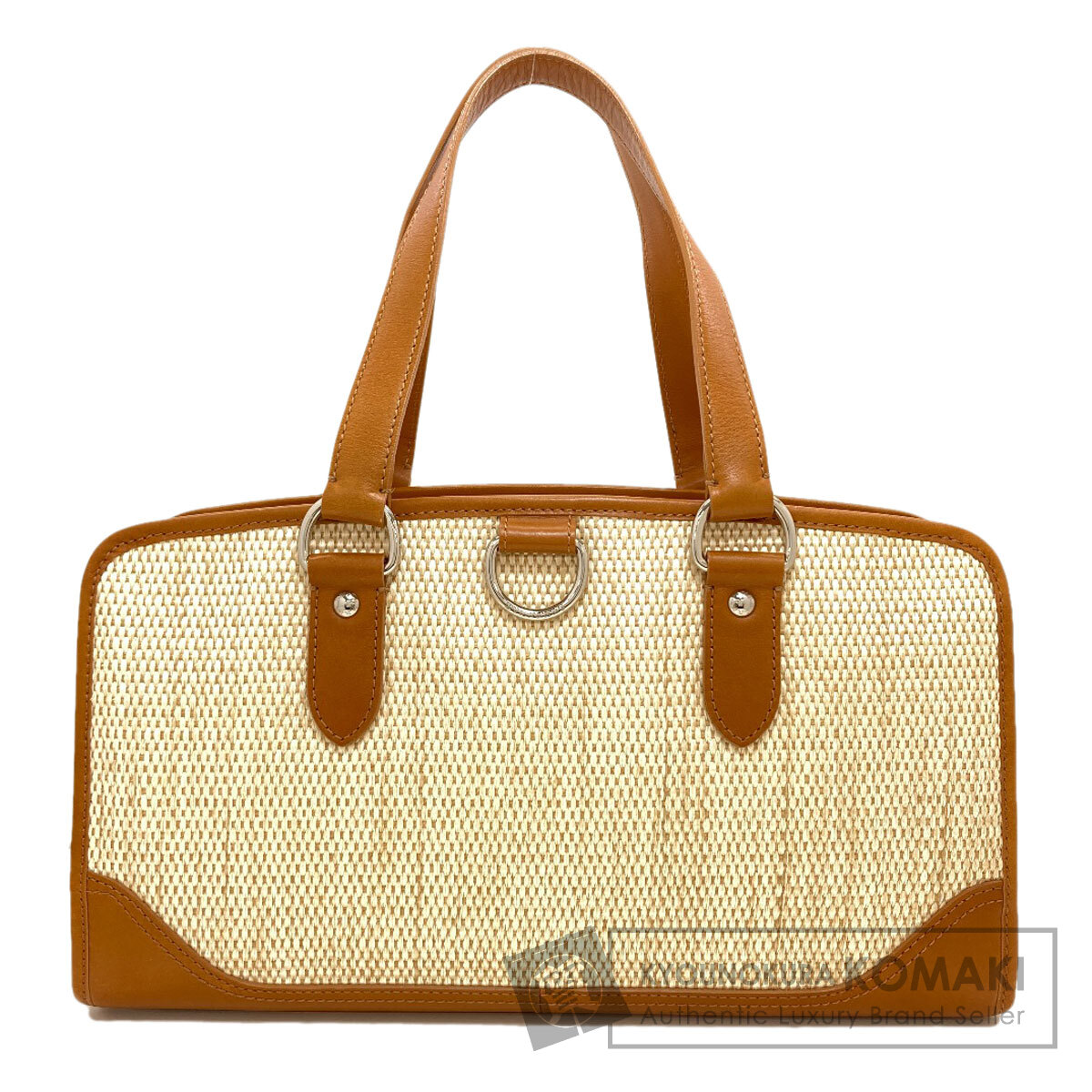 バーバリー ロゴ ハンドバッグ ラフィア/レザー レディース 【中古】【BURBERRY】