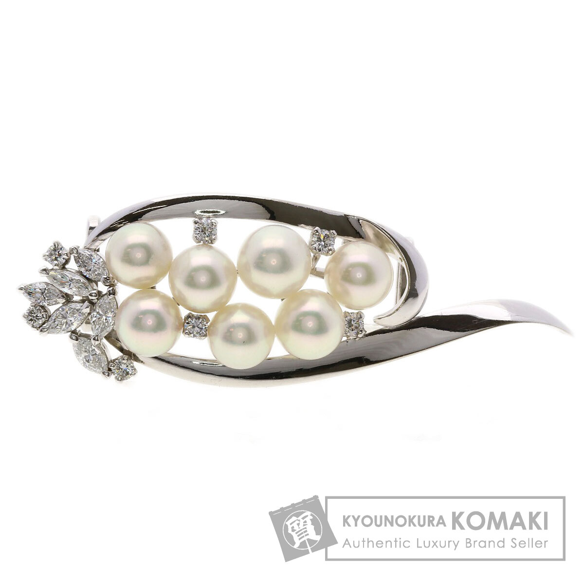 ミキモト パール 真珠 金剛石 帯留め K14白いことゴールド レディース 【中古】【MIKIMOTO】