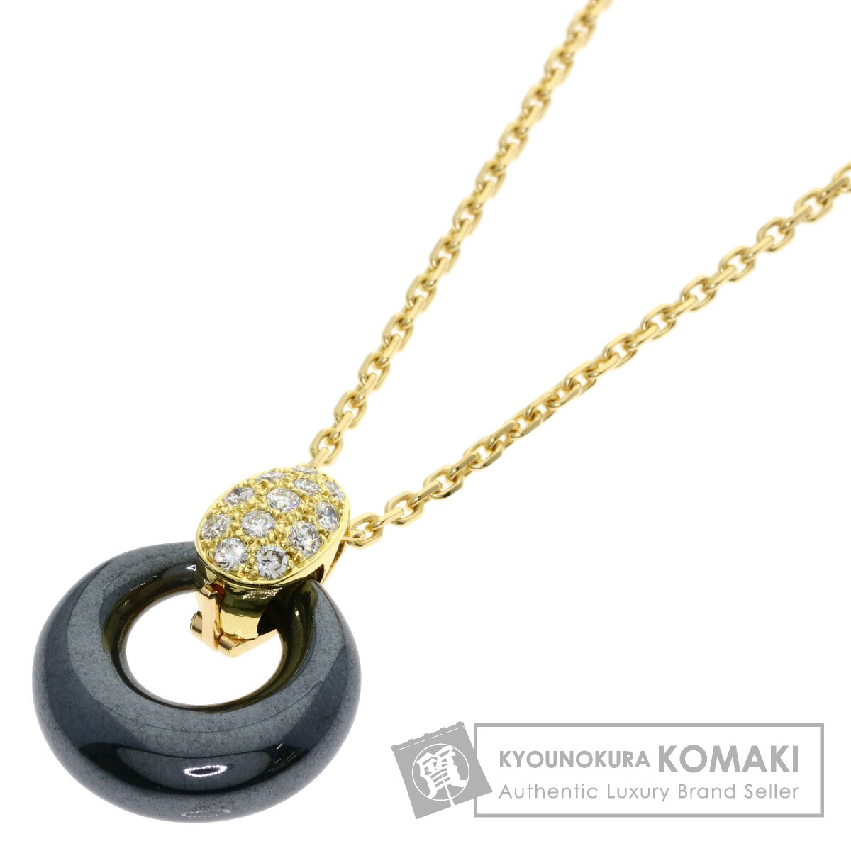 ヴァンクリーフ＆アーペル アンジェリック ダイヤモンド ヘマタイト ネックレス K18イエローゴールド レディース 【中古】【Van Cleef & Arpels】
