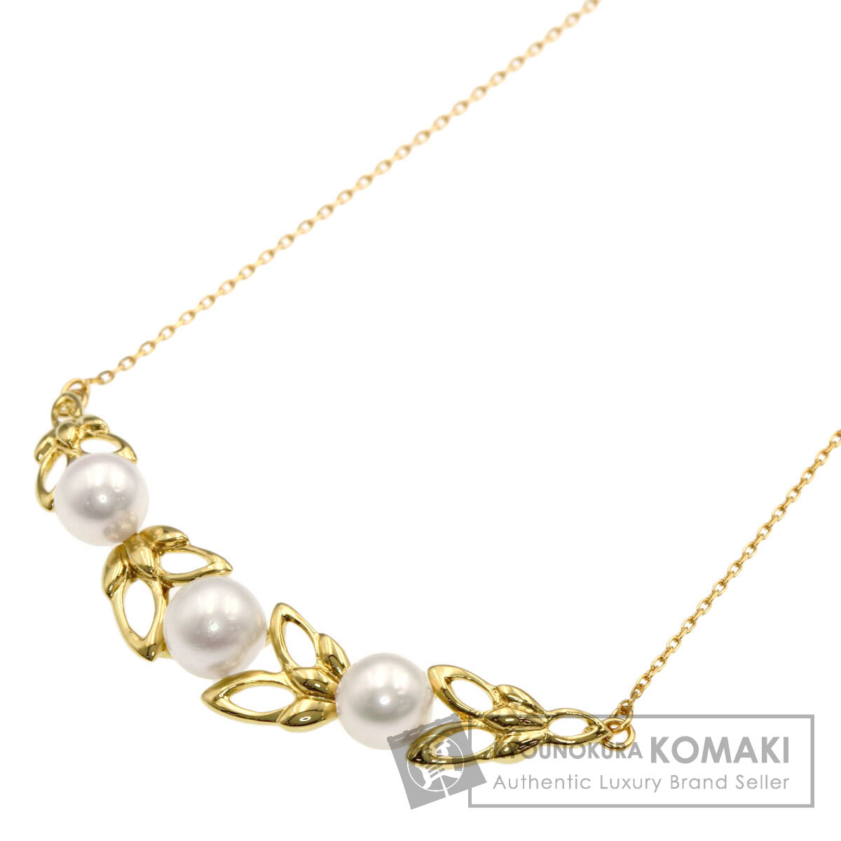 リーフ パール 真珠 ネックレス K18イエローゴールド 4.6g レディース 【中古】|ブランド京の蔵小牧【最安挑戦!】