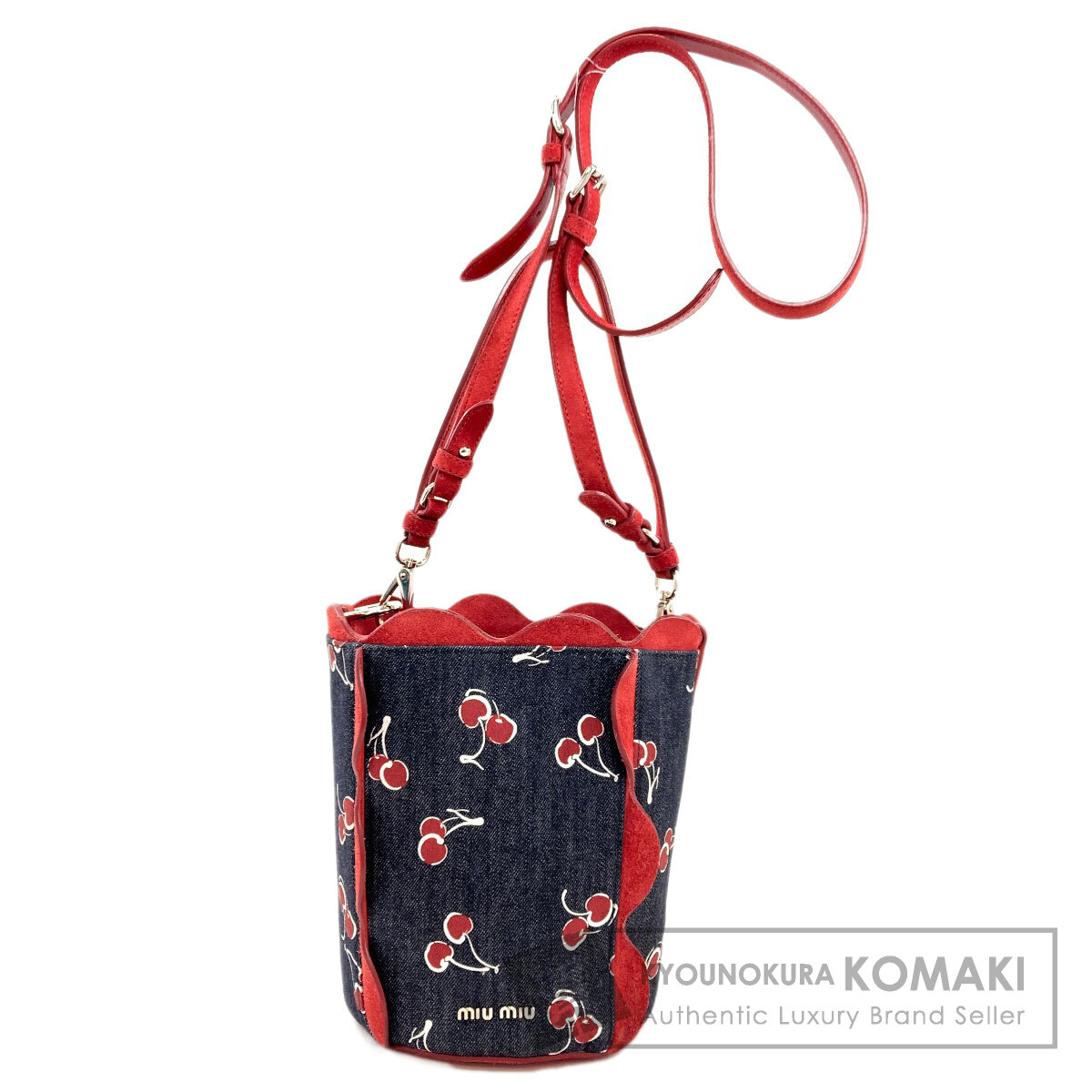 ミュウミュウ 桜んぼう刷り上げる 2WAY ショルダーバッグ ジーンズ レディース 【中古】【MIUMIU】