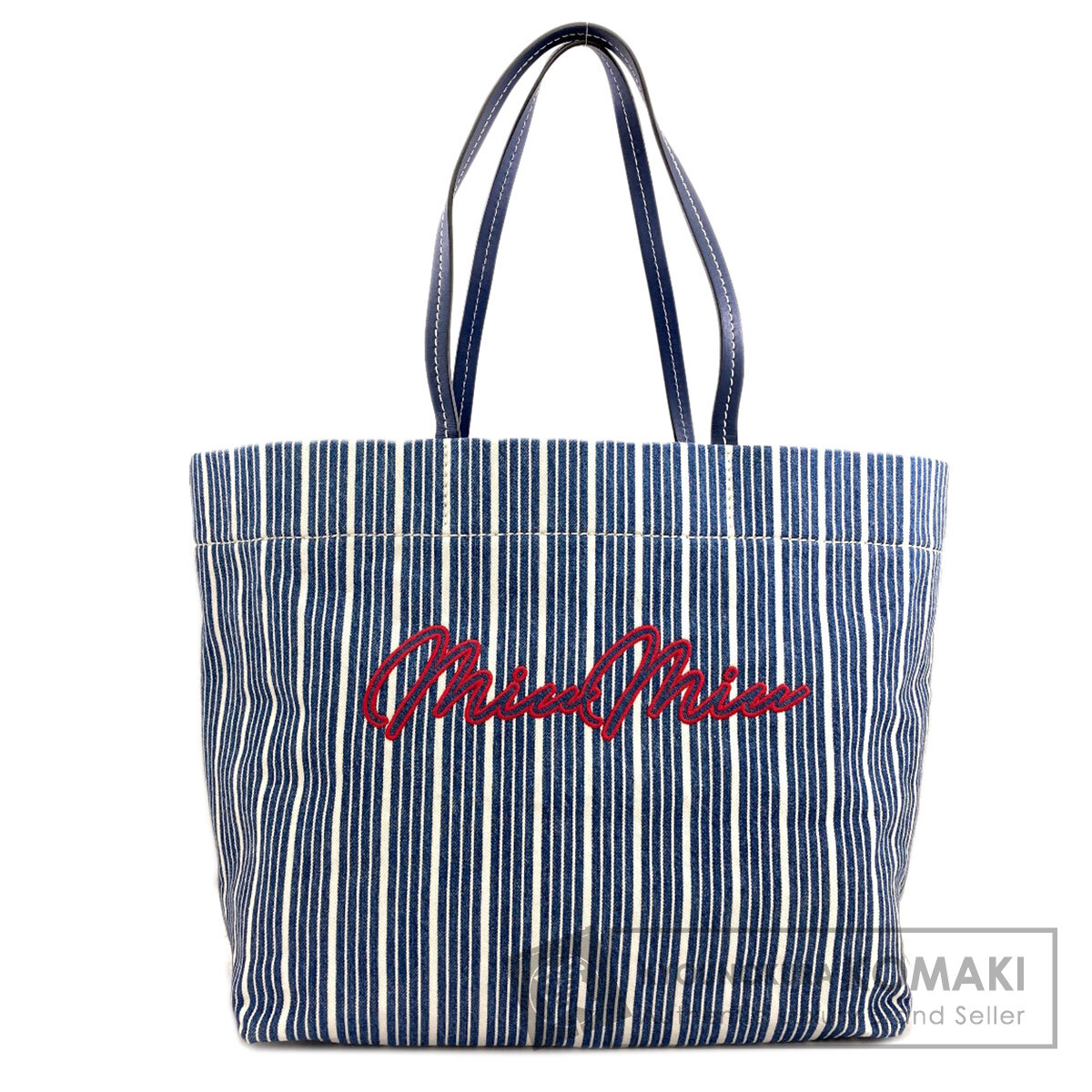 ミュウミュウ ストライプ トートバッグ デニム レディース 【中古】【MIUMIU】｜ブランド京の蔵小牧【最安挑戦！】