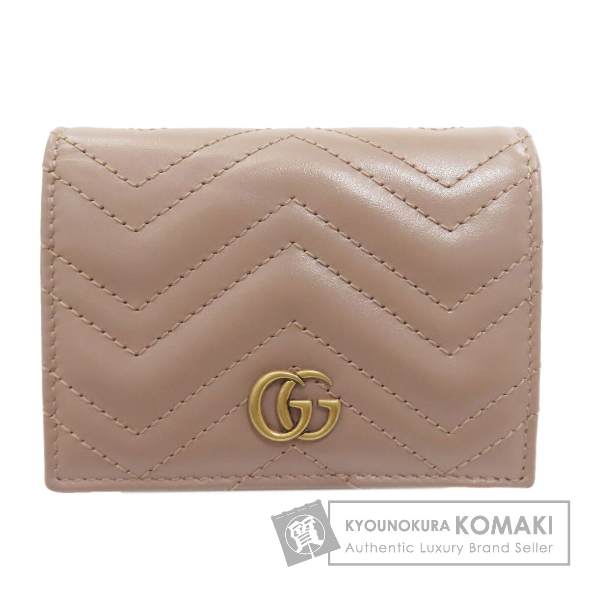 グッチ 466492 GGマーモント ダブルG 二つ折り紙入れ（御釣り入れあり） なめし革 レディース 【中古】【GUCCI】