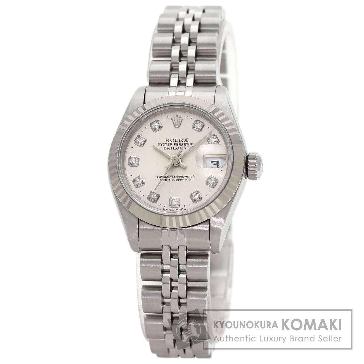 ロレックス 69174G デイトジャスト 10P 金剛石 ウォッチ ステンレス鋼スチール写真/SS/K18WG レディース 【中古】【ROLEX】