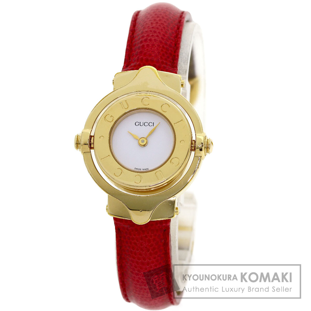 グッチ 6600L 曲がること人間の顔 ウォッチ GP/革 レディース 【中古】【GUCCI】