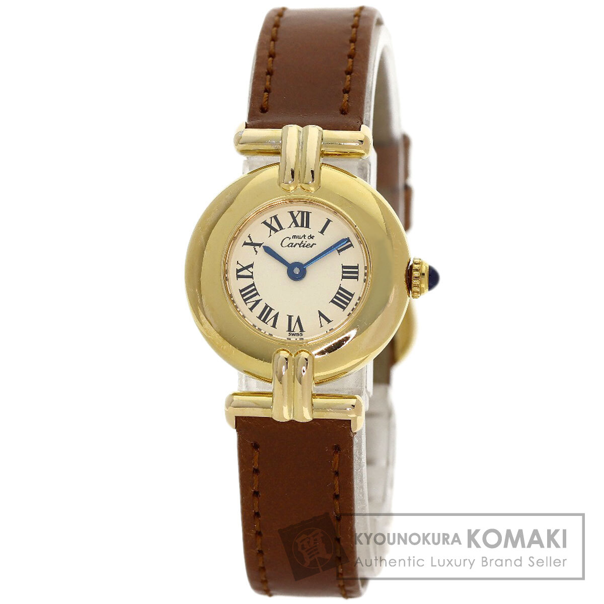 カルティエ 590002 マストコリゼ ウオッチ GP/革 レディース 【中古】【CARTIER】