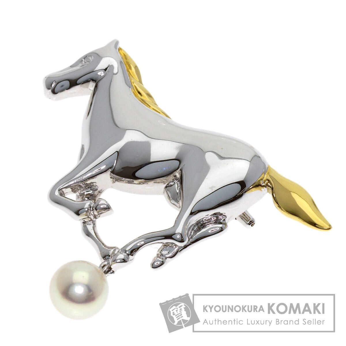 ミキモト パール 真珠 ホースモチーフ ブローチ シルバー レディース 【中古】【MIKIMOTO】|ブランド京の蔵小牧【最安挑戦!】