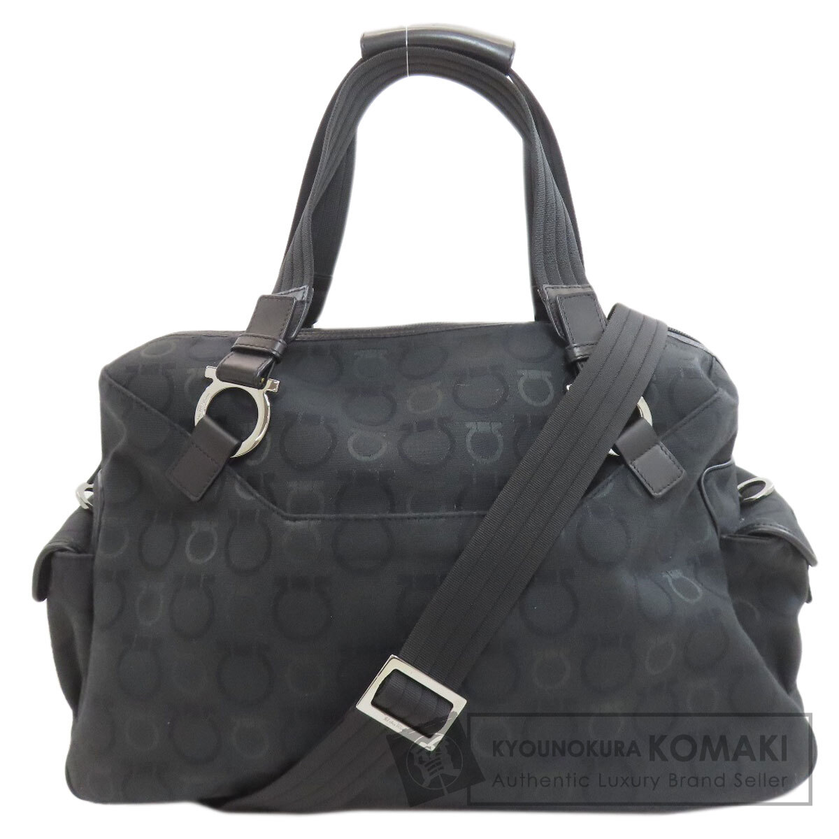サルヴァトーレフェラガモ ガンチーニ金具画題 2WAY ボストンバッグ 帆布 レディース 【中古】【Salvatore Ferragamo】