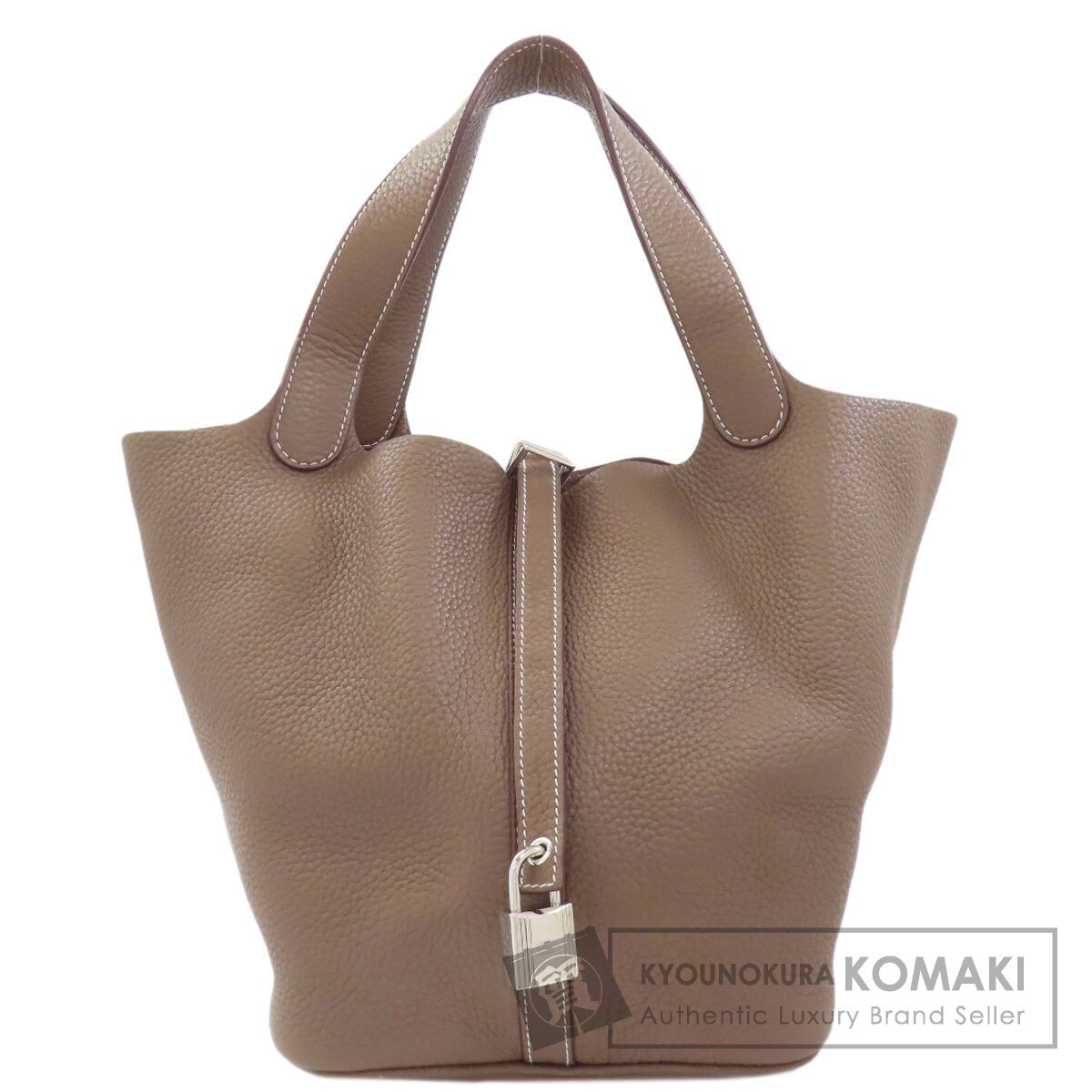 エルメス ピコタン鍵を掛けるMM エトープ しろがね色金具 ハンドバック トリヨン レディース 【中古】【HERMES】