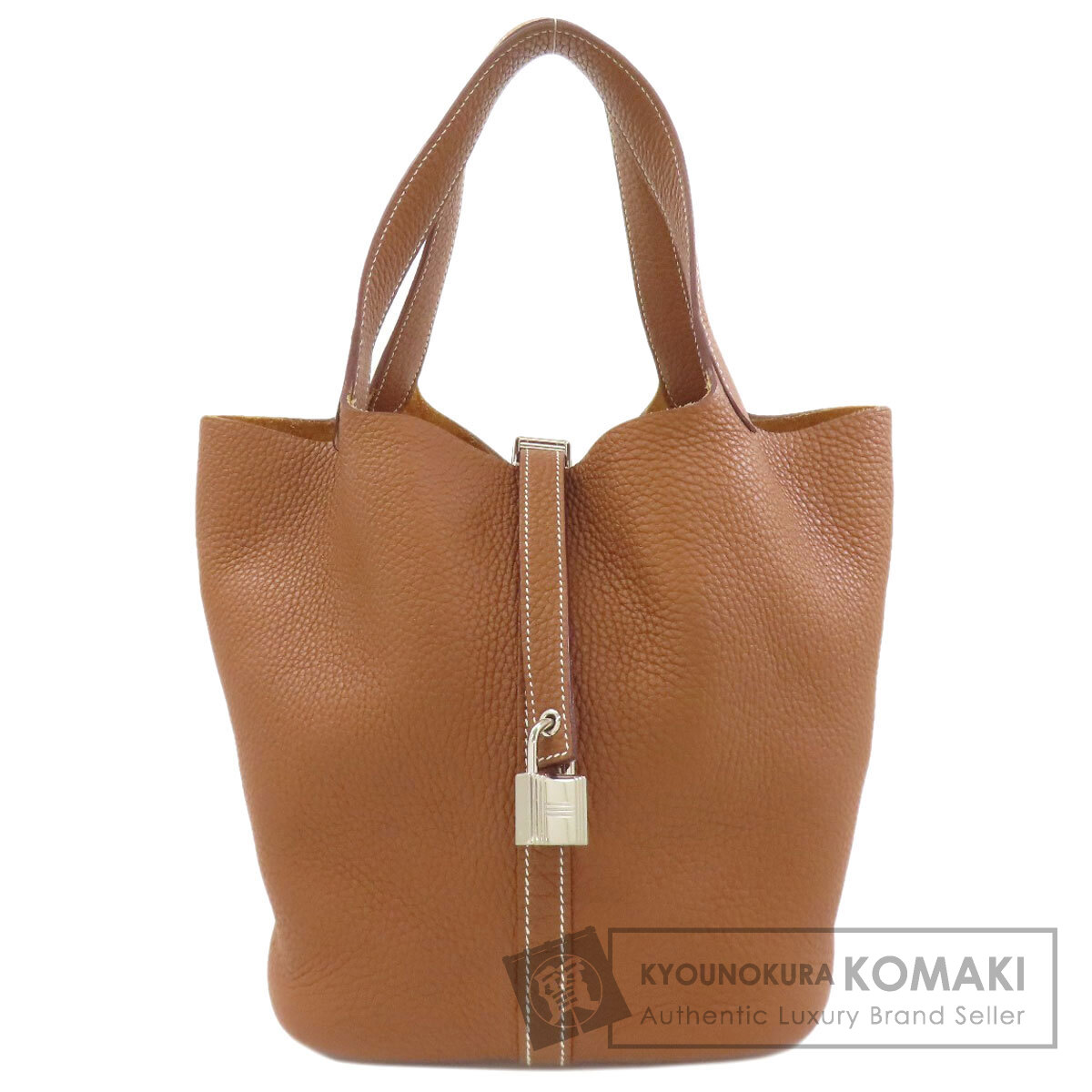 エルメス ピコタン鍵を掛けるMM ゴールド しろがね色金具 ハンドバック トリヨン レディース 【中古】【HERMES】
