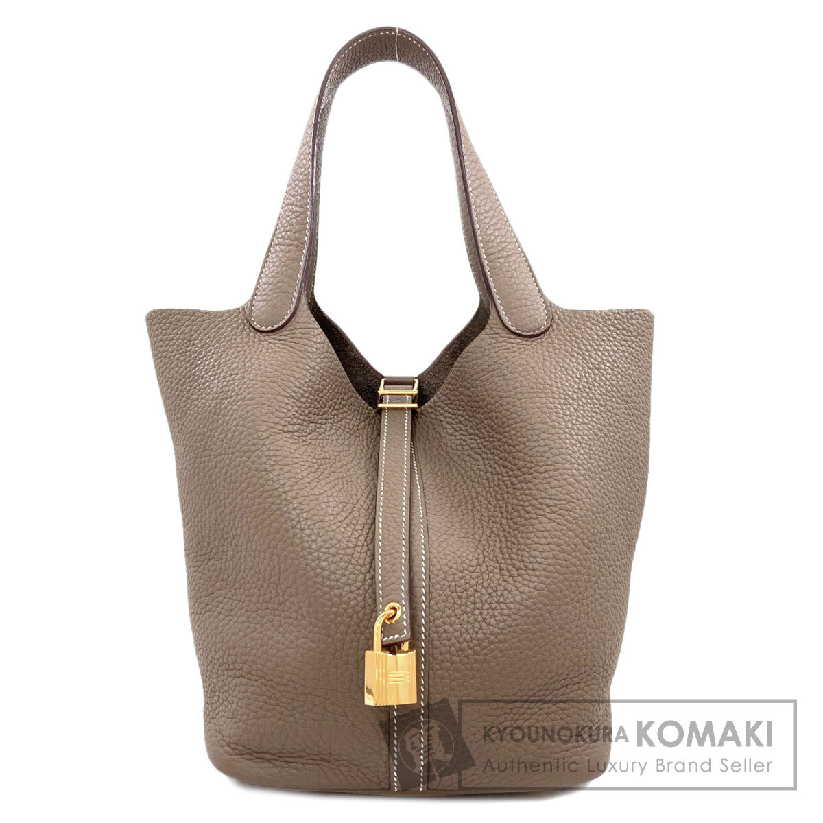 エルメス ピコタン鍵を掛けるMM エトープ ゴールド金具 ハンドバック トリヨンクレマンス レディース 【中古】【HERMES】