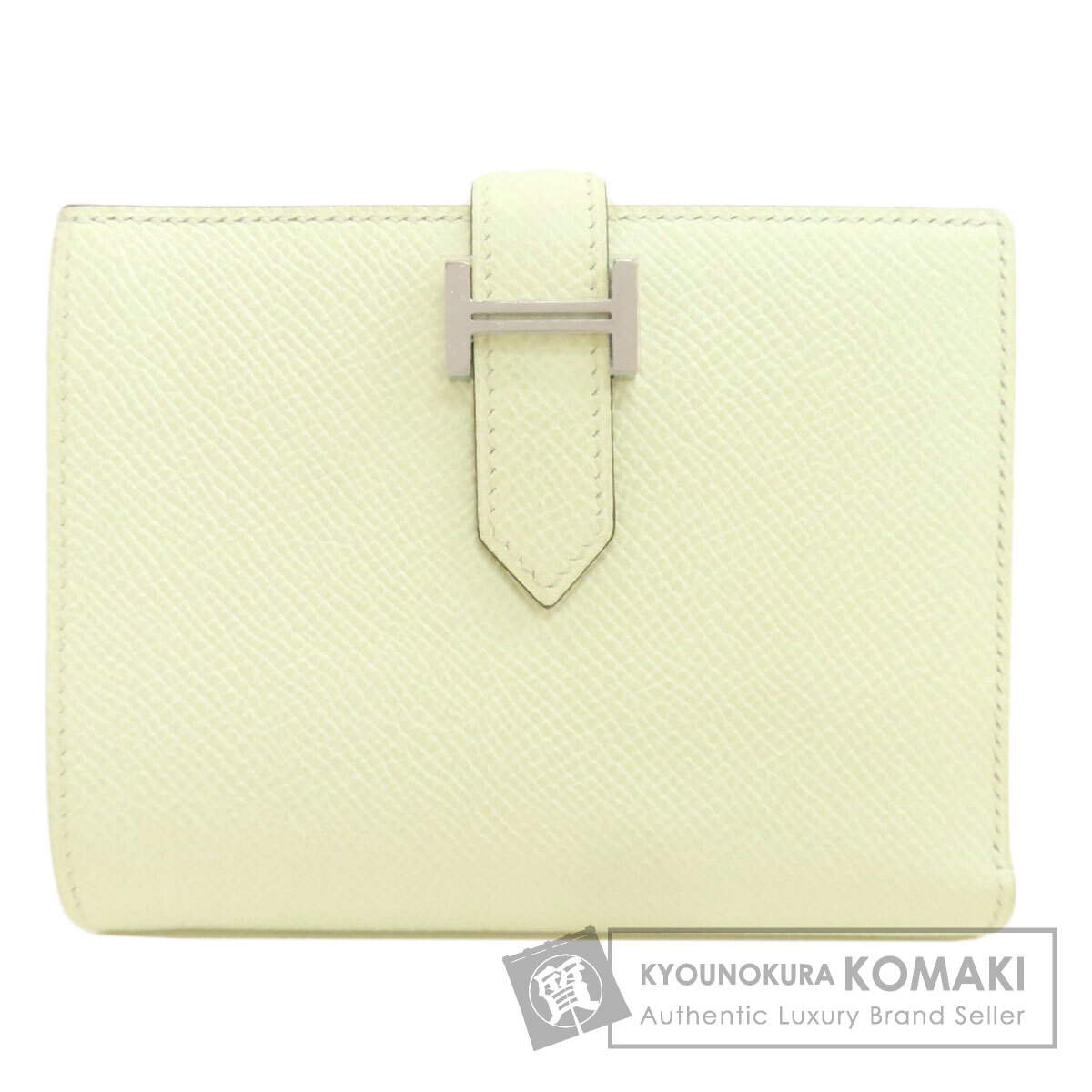 エルメス ベアンコンパクト ヴェールフィズ しろがね色金具 二つ折り札入れ（御釣り入れあり） ヴォーエプソン レディース 【中古】【HERMES】