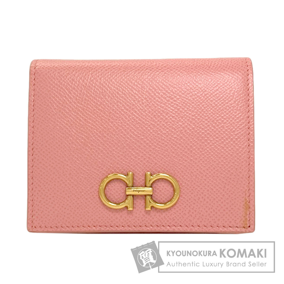 サルヴァトーレフェラガモ ガンチーニ金具 二つ折り札入れ（御釣り入れあり） なめし革 レディース 【中古】【Salvatore Ferragamo】
