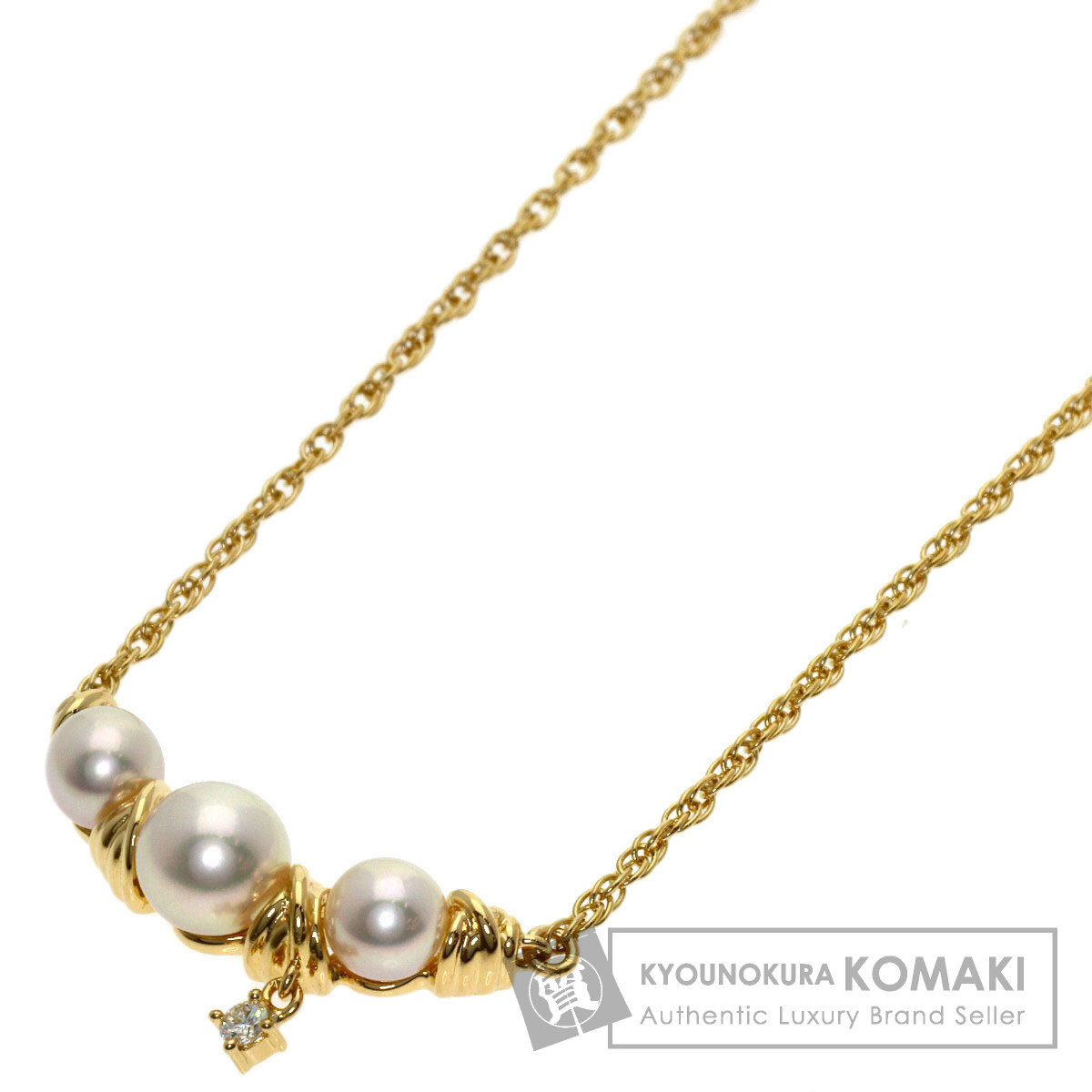 タサキ パール 真珠 1P ダイヤモンド ネックレス K18イエローゴールド レディース 【中古】【TASAKI】|ブランド京の蔵小牧【最安挑戦!】