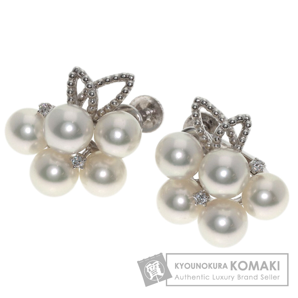 タサキ アコヤパール 真珠 ダイヤモンド イヤリング K18ホワイトゴールド レディース 【中古】【TASAKI】|ブランド京の蔵小牧【最安挑戦!】