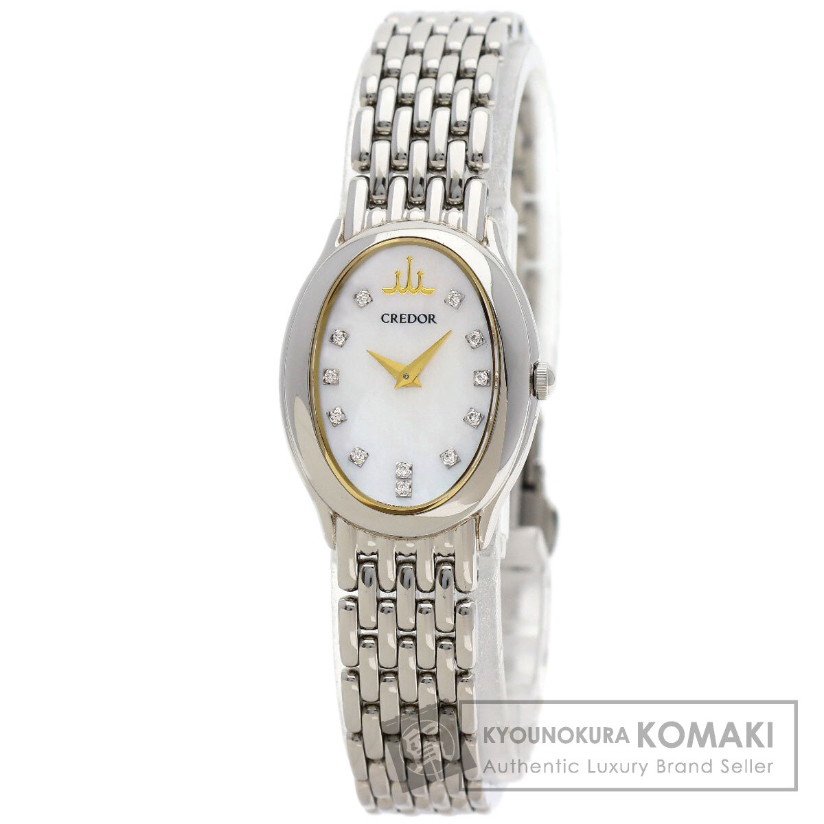 セイコー 1E70-0BH0 クレドール オーバル 12P ダイヤモンド 腕時計 ステンレススチール/SS レディース 【中古】【SEIKO】|ブランド京の蔵小牧【最安挑戦!】
