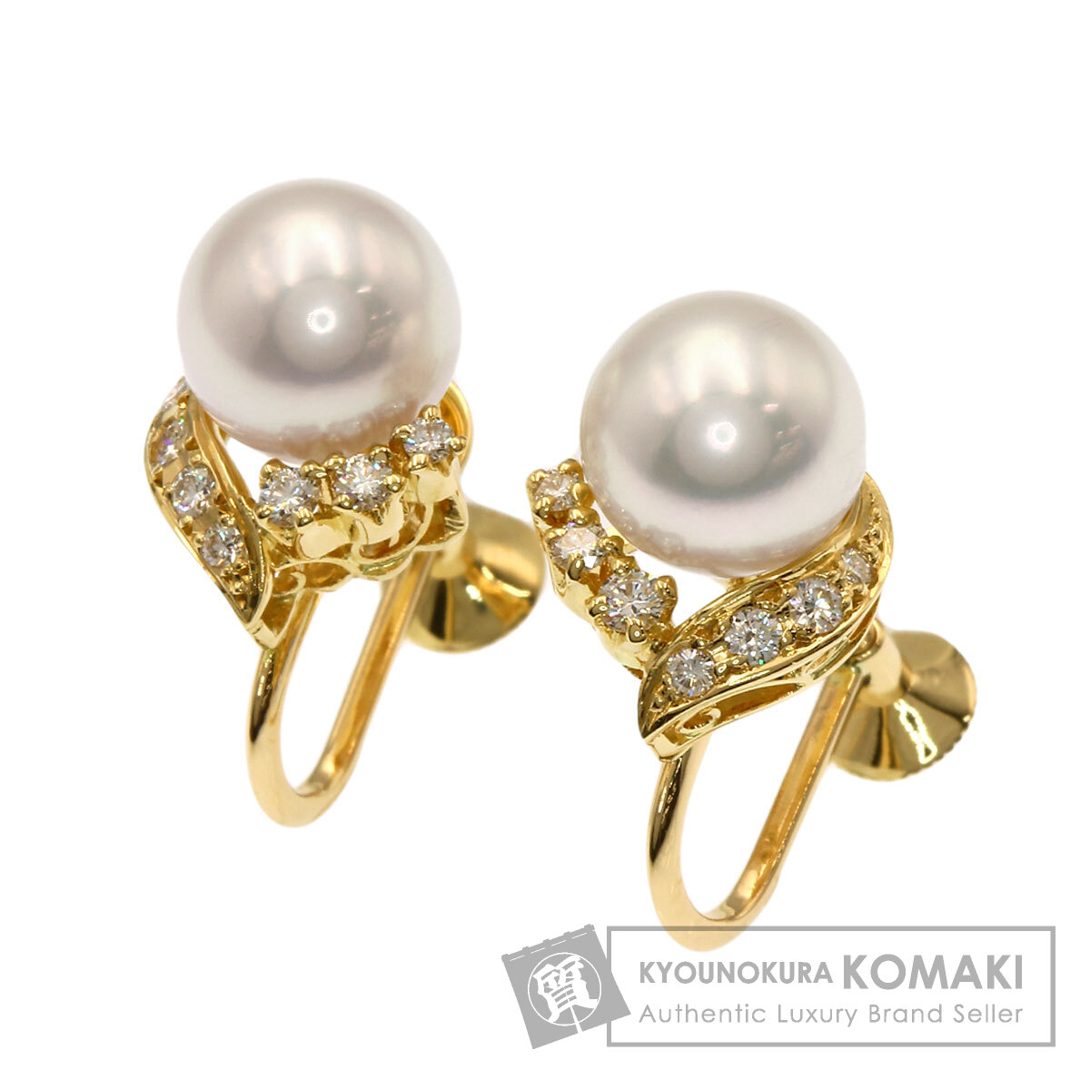 ミキモト パール 真珠 ダイヤモンド イヤリング K18イエローゴールド レディース 【中古】【MIKIMOTO】｜ブランド京の蔵小牧【最安挑戦！】