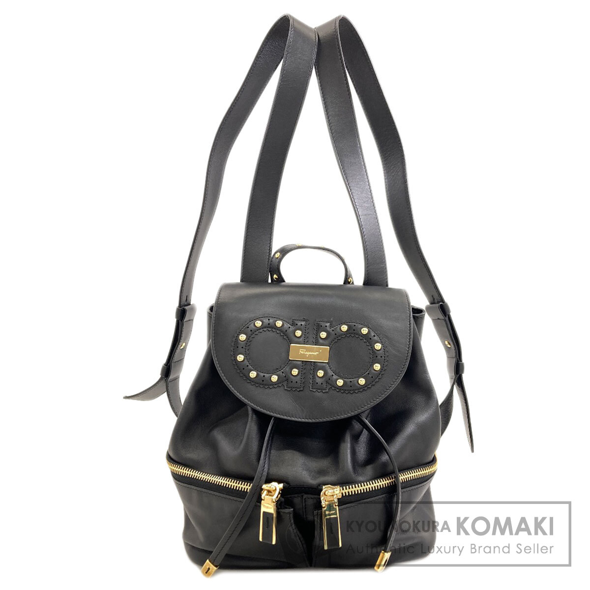 サルヴァトーレフェラガモ ガンチーニ スタッズ リュック・デイパック レザー レディース 【中古】【Salvatore Ferragamo】｜ブランド京の蔵小牧【最安挑戦！】