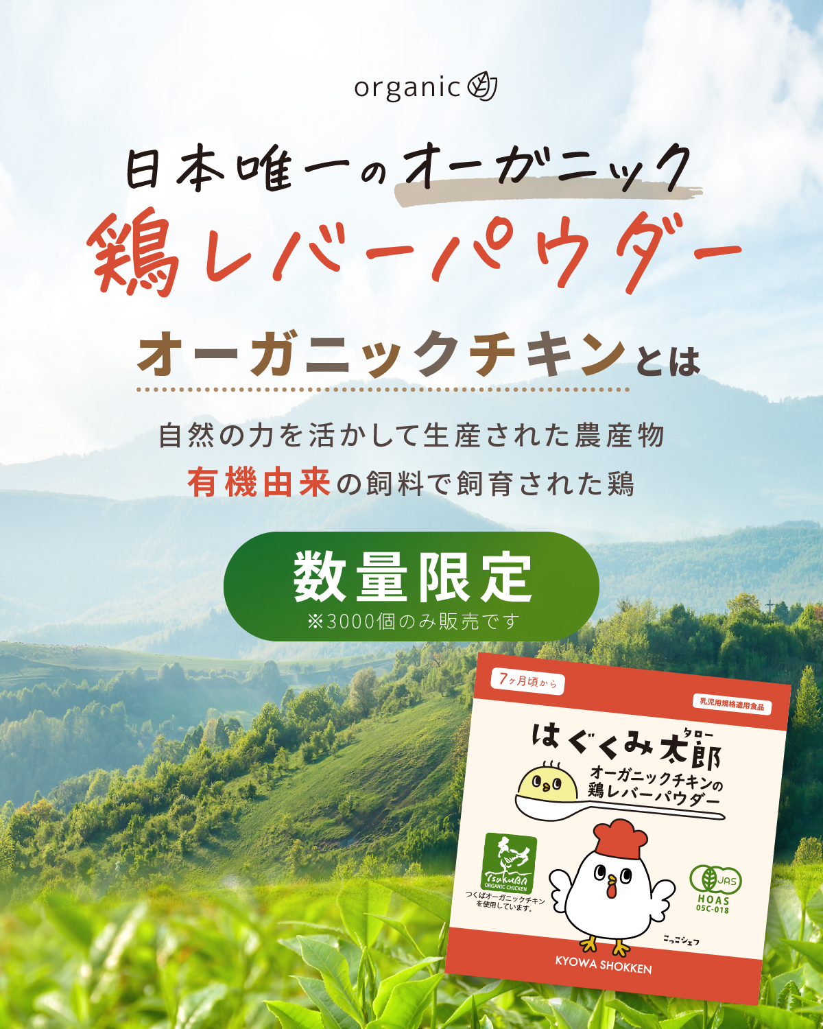 はぐくみ太郎 オーガニックチキンに鶏レバー パウダー 鳥レバー
