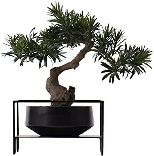 シミュレーション鉢植え盆栽 人工盆栽、フェイクプラント装飾鉢植え人工観葉植物ゲストグリーティング松盆栽植物セラミック鉢植え装飾 机のための造花の緑の装飾
