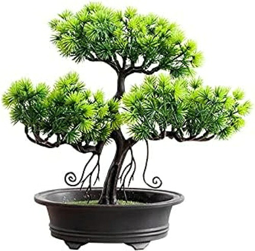 人工盆栽 人工盆栽 - フェイクプラントデコレーション、鉢植え人工観葉草木、勉強机いの一番見せびらかす用、禅庭かざり付ける 9.8 X 9.8in コンピューターシミュレーション盆栽 人工観葉植物-造花・人工観葉植物