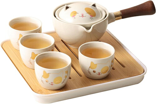 急須 湯呑み セット 猫 ティーセット 茶器セット ティーポット 茶こし付き 茶碗 茶盤 工夫茶器 煎茶器セット 番茶器セット 湯飲み茶碗 煎茶道具 茶器揃い 来客用 紅茶 緑茶 日本茶 中国茶 台湾｜IKYUWA店