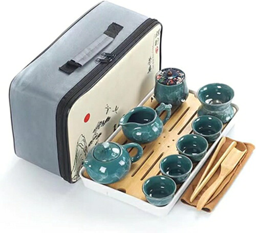 陶器製ティーセット 番茶器セット 急須 湯呑みセット 茶器揃 陶磁茶具セット 茶器 茶皿 旅行ティーセット 中国茶セット ティーセット茶器乾燥ティートレー C|IKYUWA店