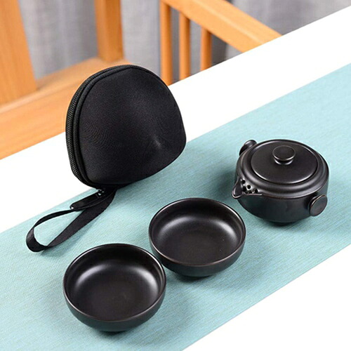 旅するティーセット クイック優勝杯 茶具仕かける 茶器仕かける 茶器 ティーポット 持っていく式 軽さ 納める御徒面子付き添い人 分かりやすいな和風 持っていくかばん 黒いこと 中国茶器-茶道具・湯呑・急須