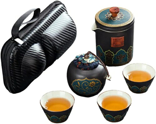 陶磁器 茶器セット 茶具 茶皿 茶葉入れ 茶筒 お茶缶 番茶器セット 急須セット 湯呑みセット 茶器揃 保存容器 高級品 エレガント ギフト コップ おしゃれ 緑茶 中国茶 急須 リーフティー 工芸茶｜IKYUWA店