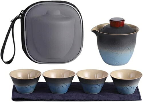 茶器セット 旅行ティーセット 急須セット 茶器 和風 携帯急須 中国茶 台湾茶 収納バッグ付き 陶器湯呑みセット コンパクト お出かけ用 収納バッグ付き陶器湯呑みセット 旅行ティーセット 携帯茶道具｜IKYUWA店