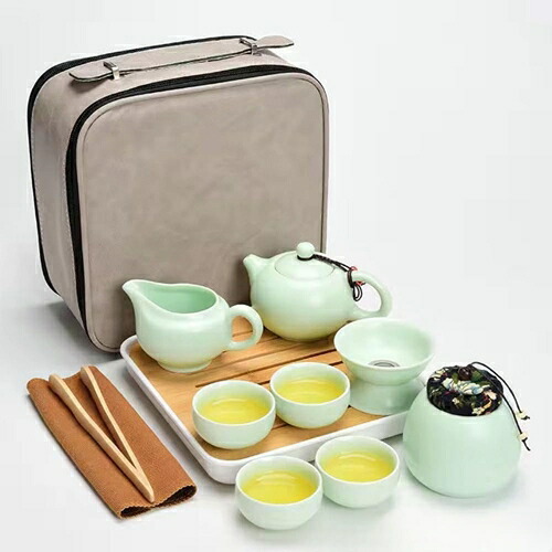 マルチ ティーセット 茶具仕かける 瀬戸もの ティーポットティーカップ 茶こし 旅する お出かけ用 納める御徒面子付き添い人 和風急須 中国茶道具 旅する茶具 (シアン 仕かけるA) キッチン用品・食器・調理器具-コーヒー・お茶用品-中国茶器